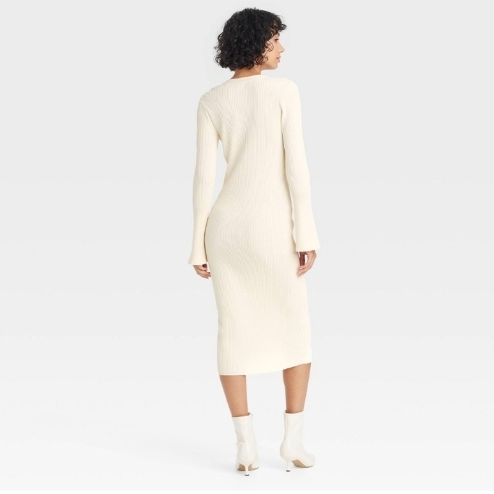 A New Day Women's Bell Long Sleeve Midi Sweater Dress - Picture 3 of 6